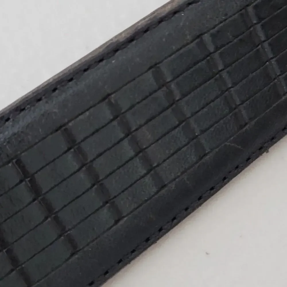 Genuine Italian Leather Belt Black Mens Size 32 Silver Buckle Classic 1.25 Inch